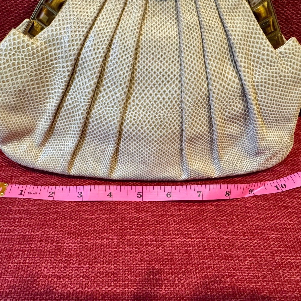 Vintage Judith Leiber lizard skin bag with tiger eye stone details. - Picture 8 of 12